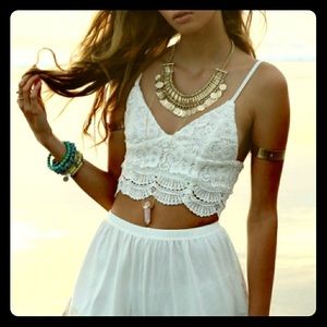 LF FP Ivory White Lace bustier crop top bralette